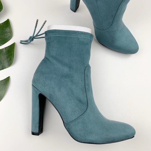 JustFab Shoes - JF JustFab Jesyna Ankle Boots Heeled Blue Faux Suede Women's 8